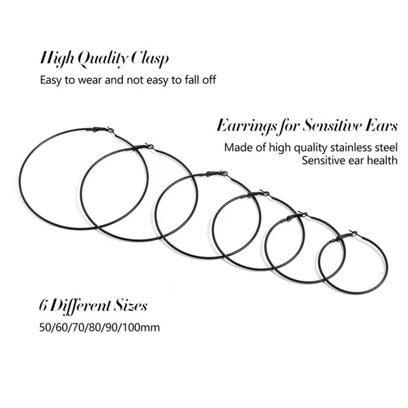 Chic Black Big Hoop Earrings - Picture 3 of 3